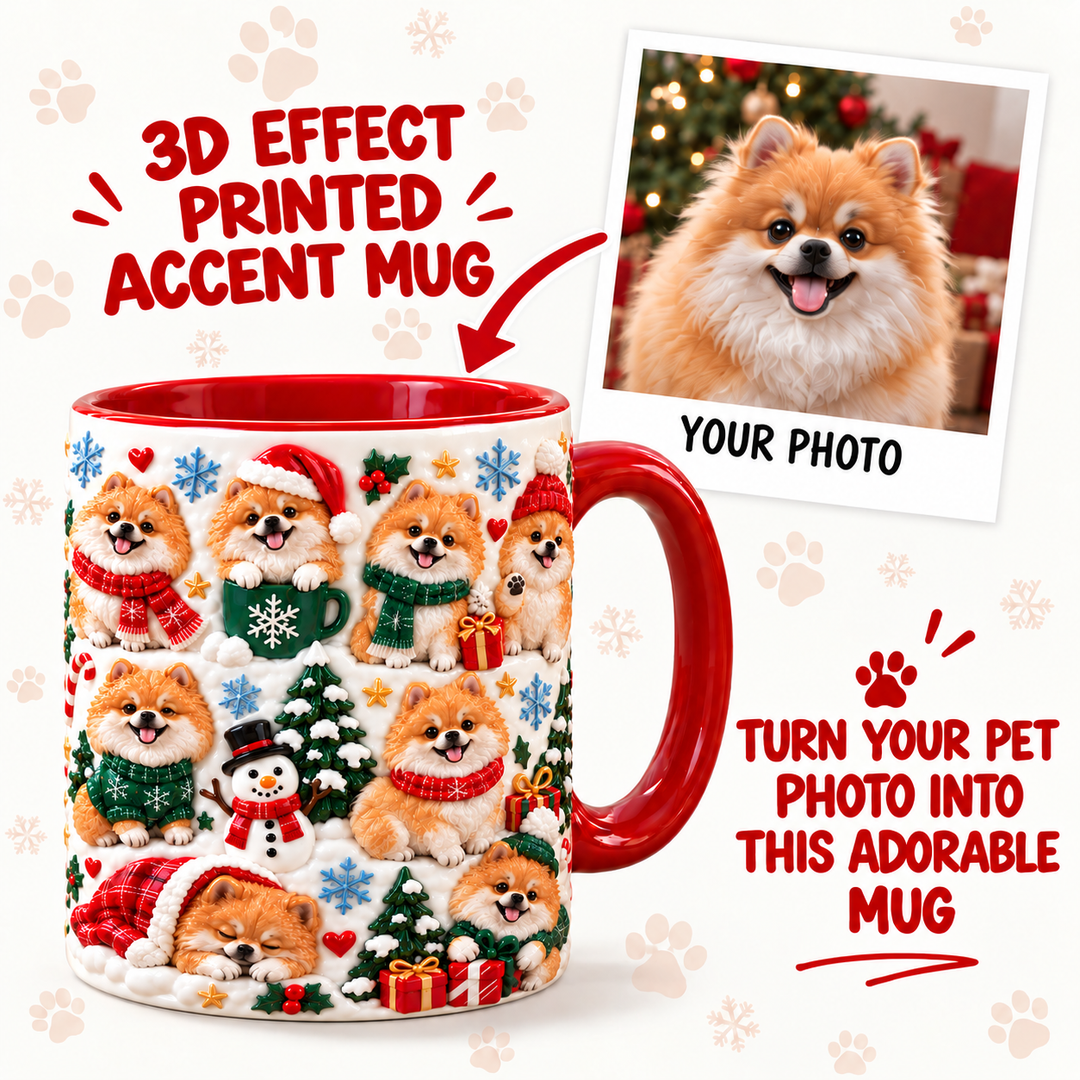 Pom Pom Personalized 3D Effect Printed Accent Mug UPL0TM007