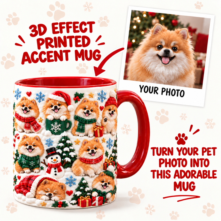 Pom Pom Personalized 3D Effect Printed Accent Mug UPL0TM007