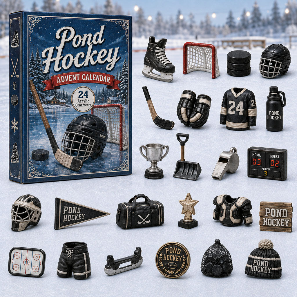 CHRISTMAS KICKOFF 40% OFF - Pond Hockey Advent Calendar 2026 - 24-Day Festive Countdown, Acrylic Charms Blind Box - Gift For Hockey Lovers AC0HA183