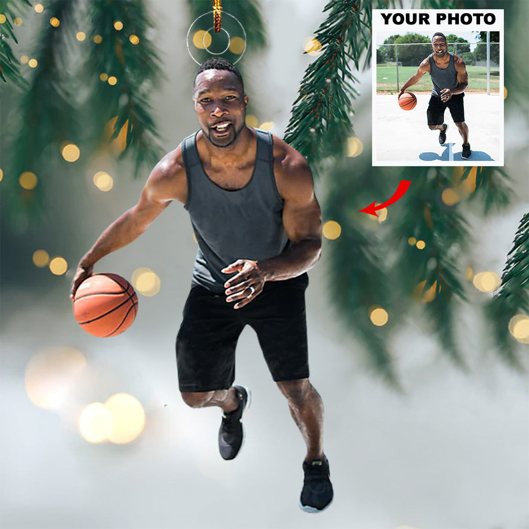 Pose - Personalized Photo Mica Ornament - Gift For Basketball Lovers, Family Members