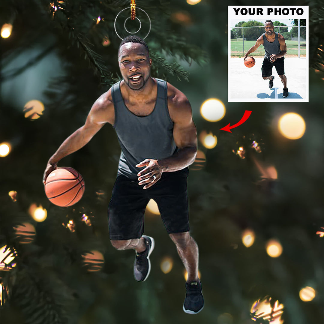 Pose - Personalized Photo Mica Ornament - Gift For Basketball Lovers, Family Members