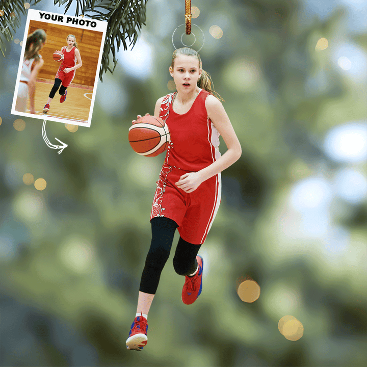 Pose - Personalized Photo Mica Ornament - Gift For Basketball Lovers, Family Members