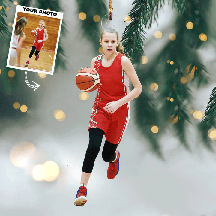 Pose - Personalized Photo Mica Ornament - Gift For Basketball Lovers, Family Members