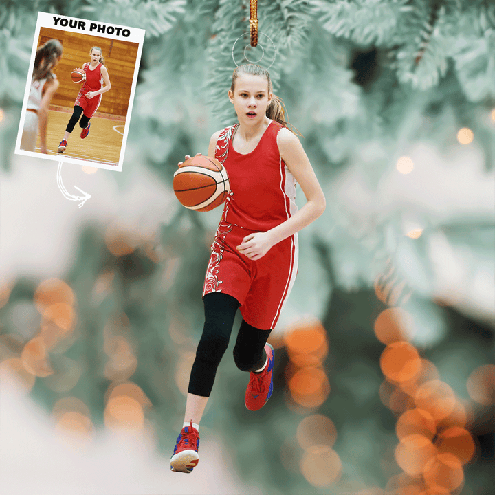 Pose - Personalized Photo Mica Ornament - Gift For Basketball Lovers, Family Members