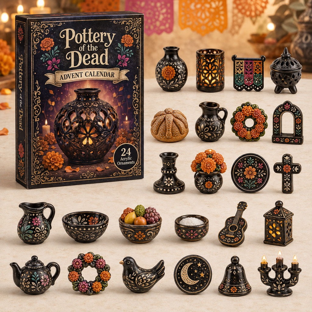 DAY OF THE DEAD KICKOFF 40% OFF - Pottery of the Dead Advent Calendar 2026 - 24-Day Festive Countdown, Acrylic Charms Blind Box - Gift For Family & Friends AC0TH193