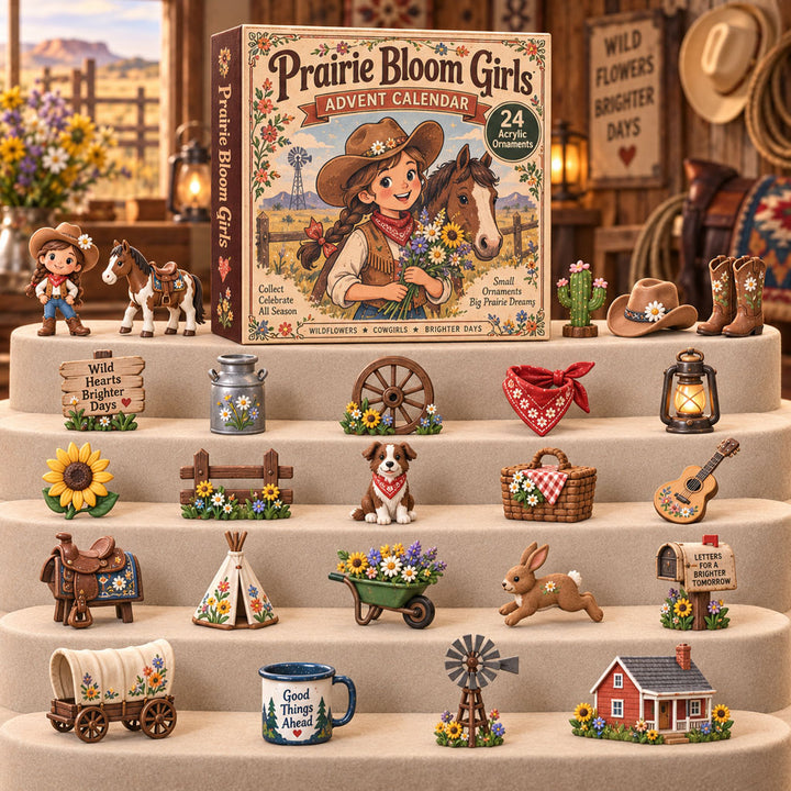 CHRISTMAS KICKOFF 40% OFF - Prairie Bloom Girls Advent Calendar 2026 - 24-Day Festive Countdown, Acrylic Charms Blind Box - Gift For Cowgirl Lovers AC0TH262