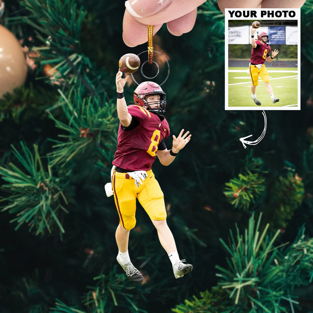 Precision Pass Play - Personalized Photo Mica Ornament - Christmas Gift For Family Members