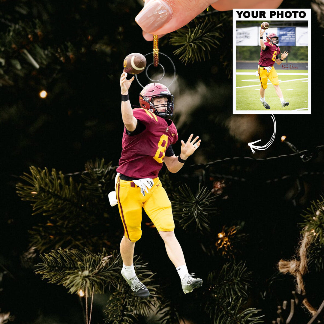 Precision Pass Play - Personalized Photo Mica Ornament - Christmas Gift For Family Members