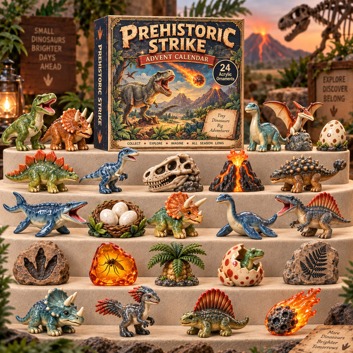 CHRISTMAS KICKOFF 40% OFF - Prehistoric Strike Advent Calendar 2026 - 24-Day Festive Countdown, Acrylic Charms Blind Box - Gift For Dinosaurs Lovers AC0TM402