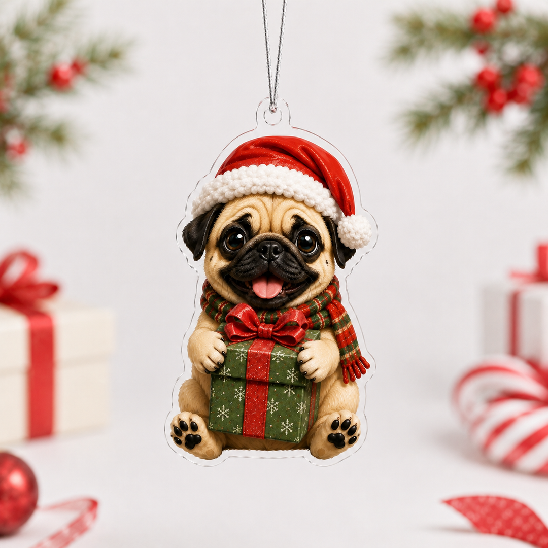 Present Pug Mica Ornament NCU0NT094