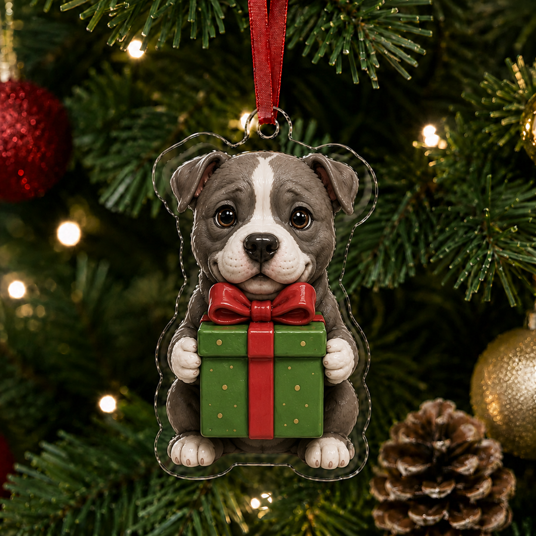 Present Pitbull Adorable Mica Ornament NCU0NT005