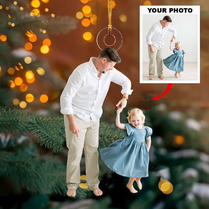 Proud Dad - Personalized Photo Mica Ornament - Christmas Gift For Family Members