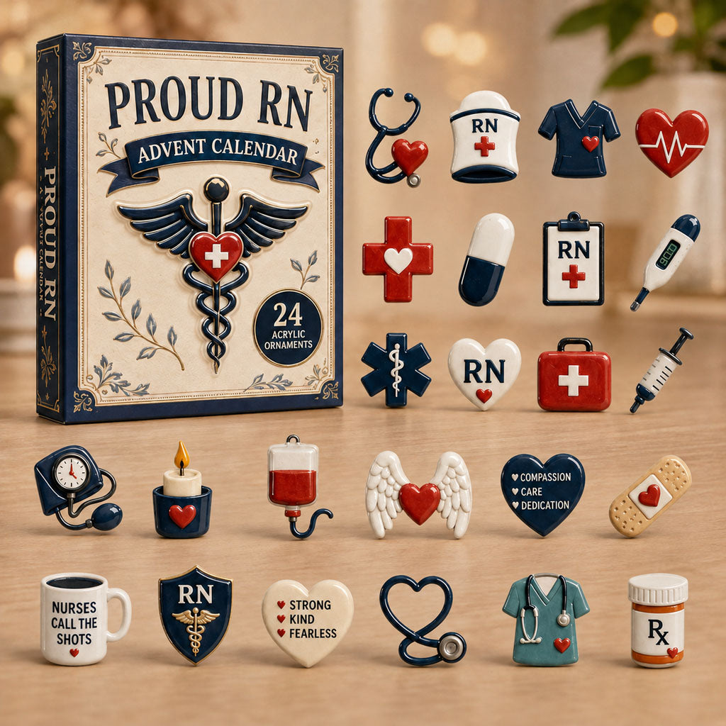 CHRISTMAS KICKOFF 40% OFF - Proud RN Hero Advent Calendar 2026 - 24-Day Festive Countdown, Acrylic Charms Blind Box - Gift For Nurse Lovers AC0TM203