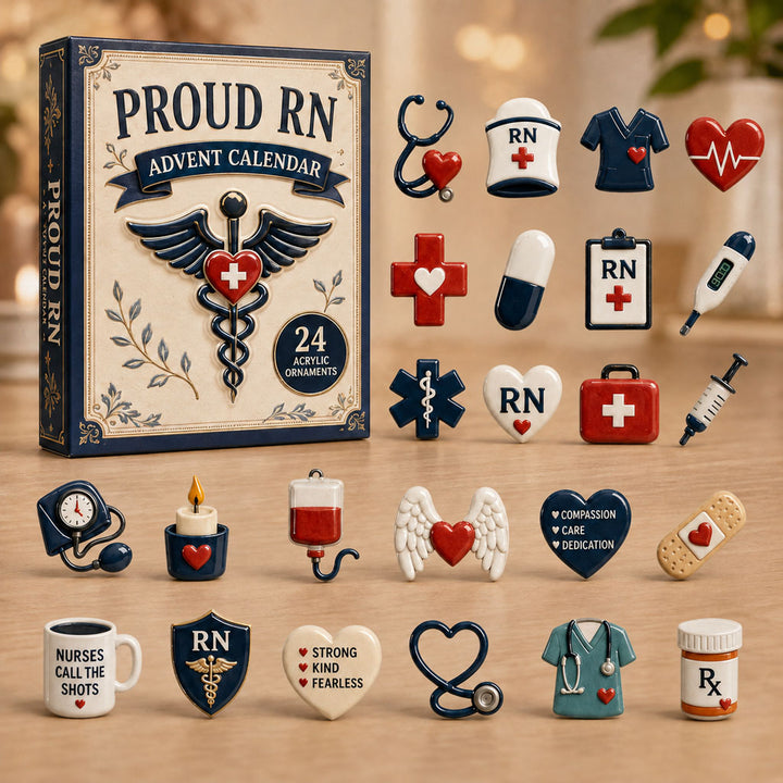 CHRISTMAS KICKOFF 40% OFF - Proud RN Hero Advent Calendar 2026 - 24-Day Festive Countdown, Acrylic Charms Blind Box - Gift For Nurse Lovers AC0TM203
