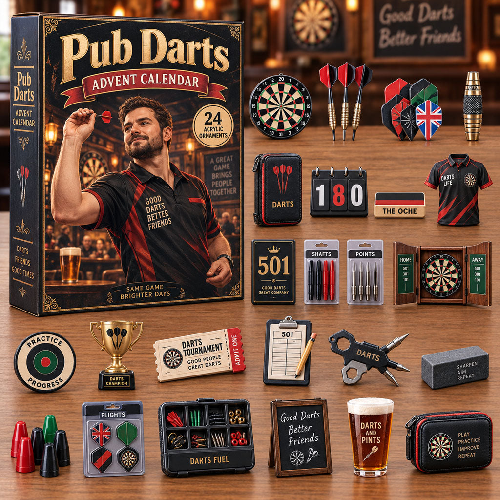 CHRISTMAS KICKOFF 40% OFF - Pub Darts Advent Calendar 2026 - 24-Day Festive Countdown, Acrylic Charms Blind Box - Gift For Darts Lovers AC0NT274