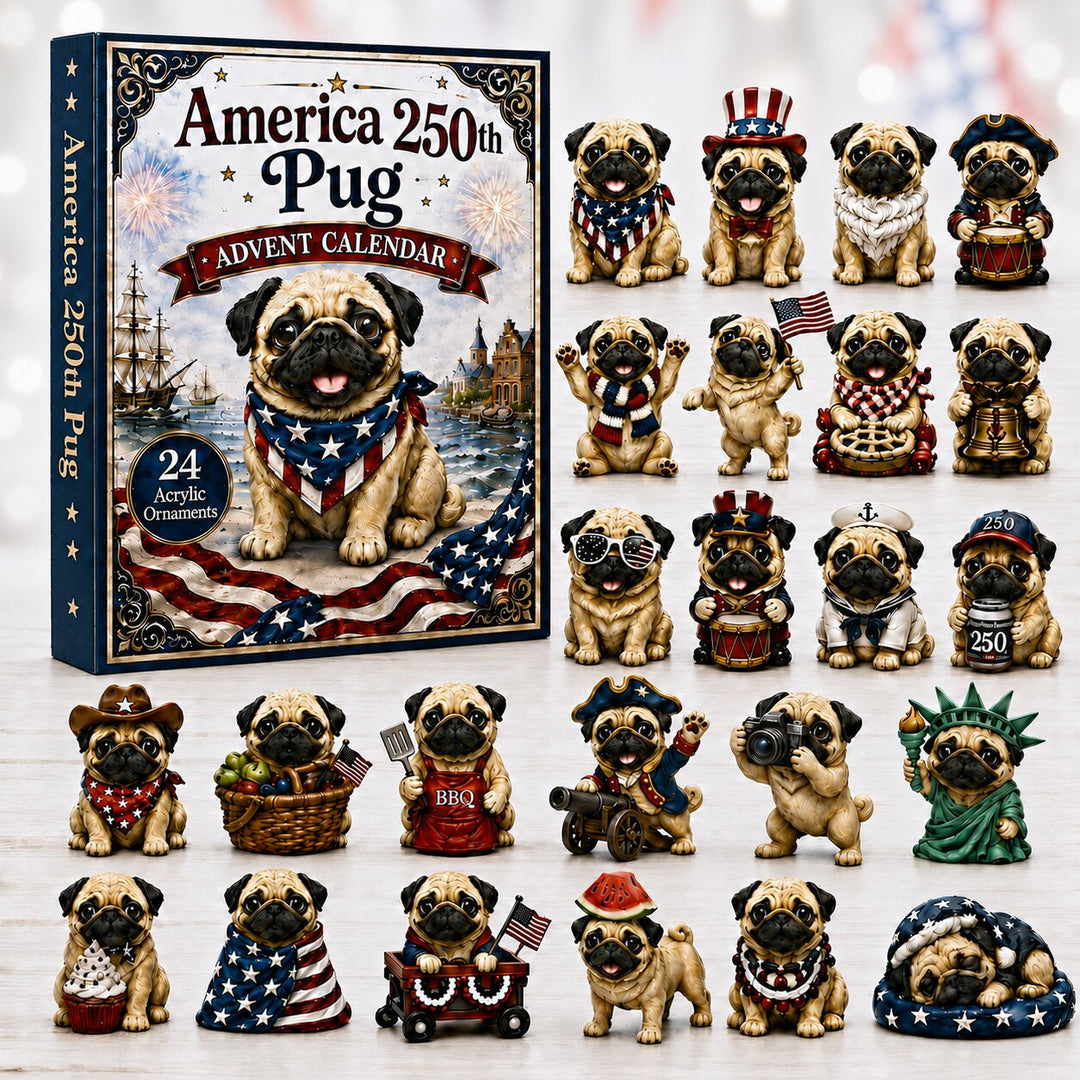 CHRISTMAS KICKOFF 40% OFF - Pug Advent Calendar 2026 - 24-Day Festive Countdown, Acrylic Charms Blind Box - Gift For Dog Lovers