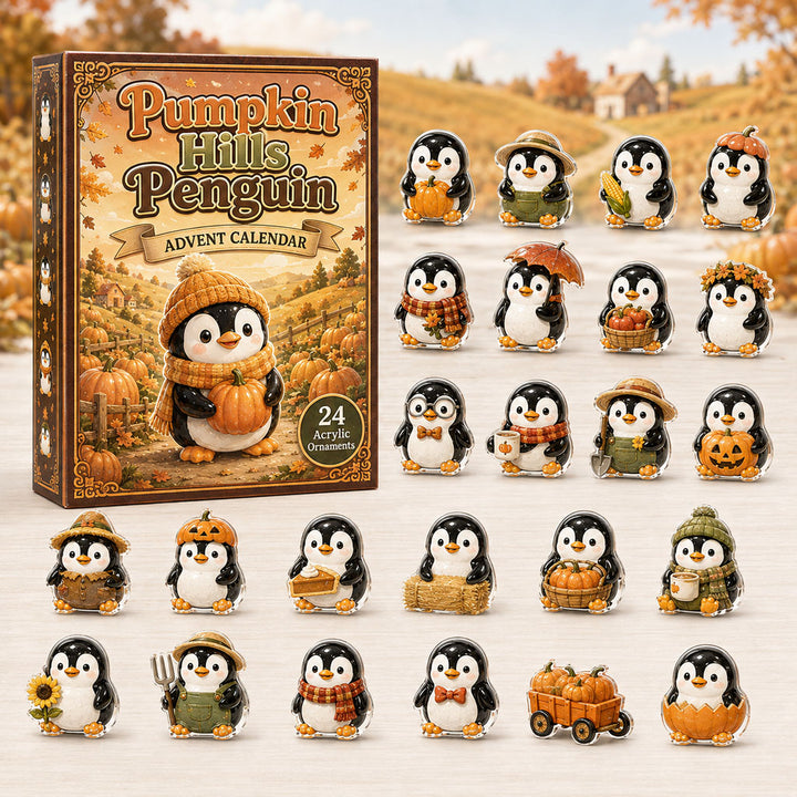 FALL KICKOFF 40% OFF - Pumpkin Hills Penguin Advent Calendar 2026 - 24-Day Festive Countdown, Acrylic Charms Blind Box - Gift For Penguin Lovers AC0HA079