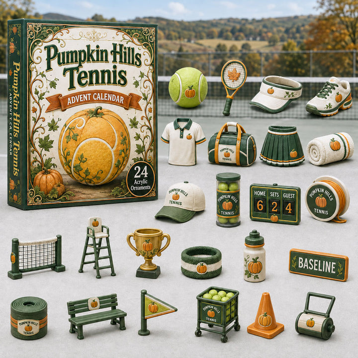 FALL KICKOFF 40% OFF - Pumpkin Hills Tennis Advent Calendar 2026 - 24-Day Festive Countdown, Acrylic Charms Blind Box - Gift For Tennis Lovers AC0HA046