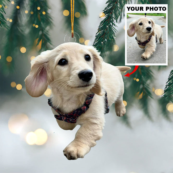 Puppy Joy - Personalized Photo Mica Ornament - Christmas Gift For Pet Lovers