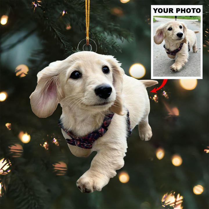 Puppy Joy - Personalized Photo Mica Ornament - Christmas Gift For Pet Lovers