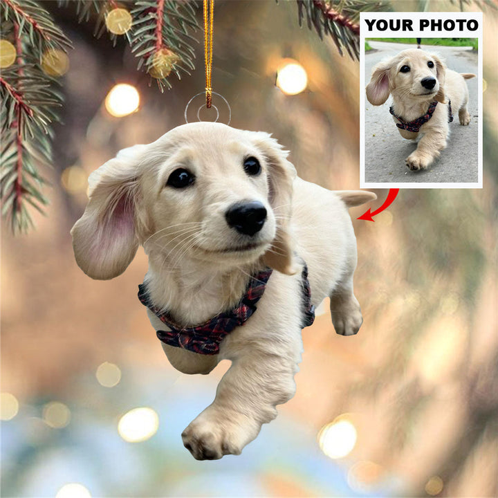 Puppy Joy - Personalized Photo Mica Ornament - Christmas Gift For Pet Lovers