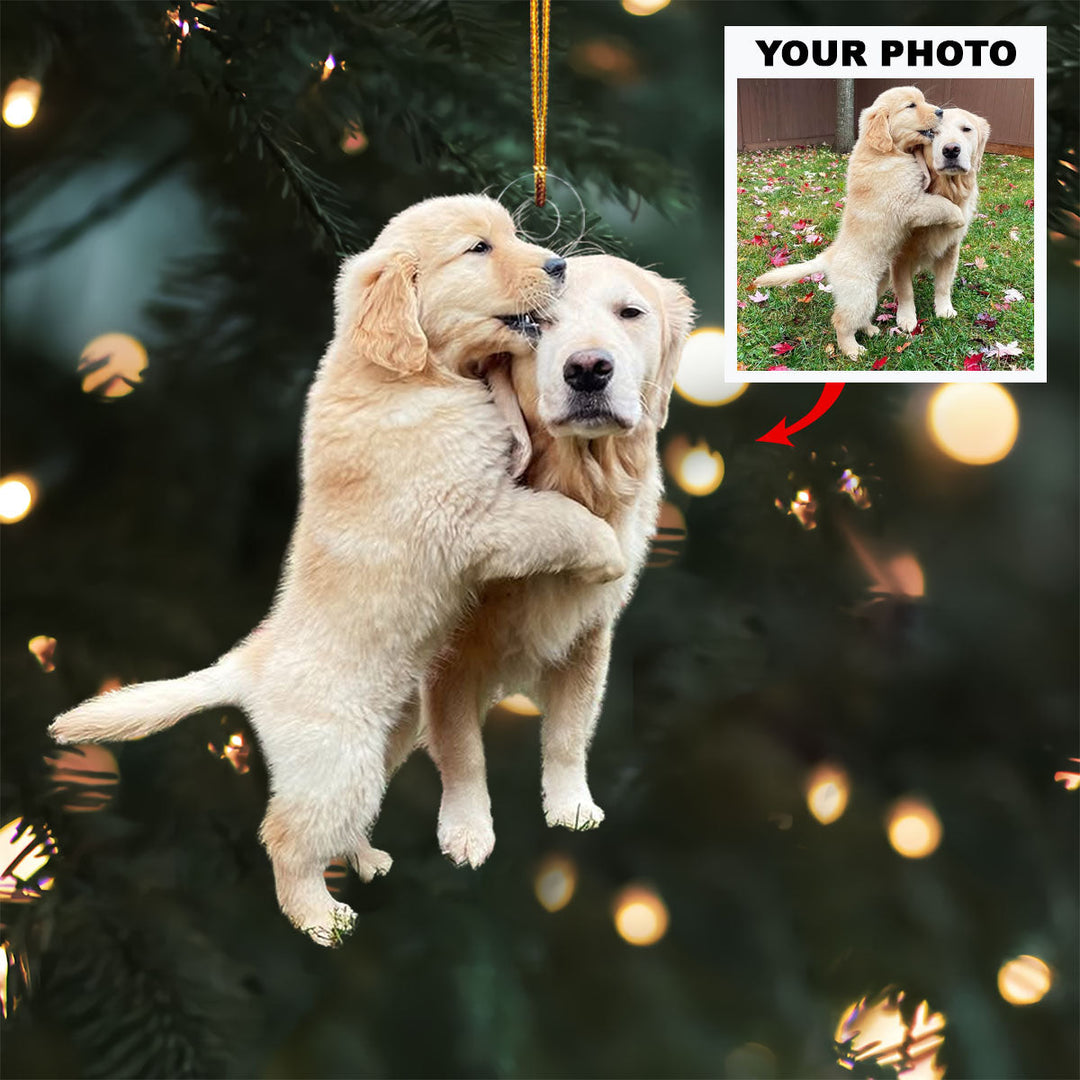 Puppy Kisses - Personalized Photo Mica Ornament - Christmas Gift For Pet Lovers