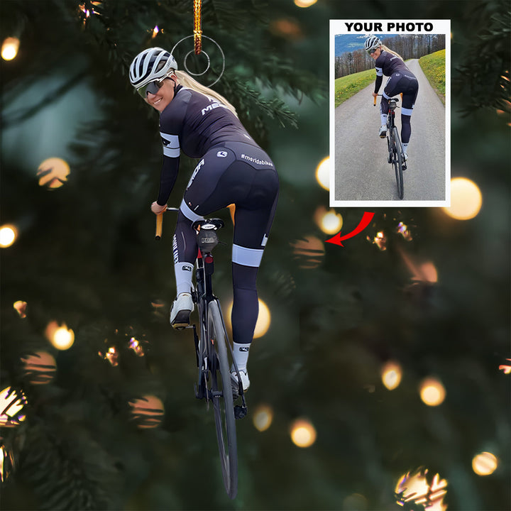 Road Warrior - Personalized Photo Mica Ornament - Christmas Gift For Cycling Players, Cycling Lovers