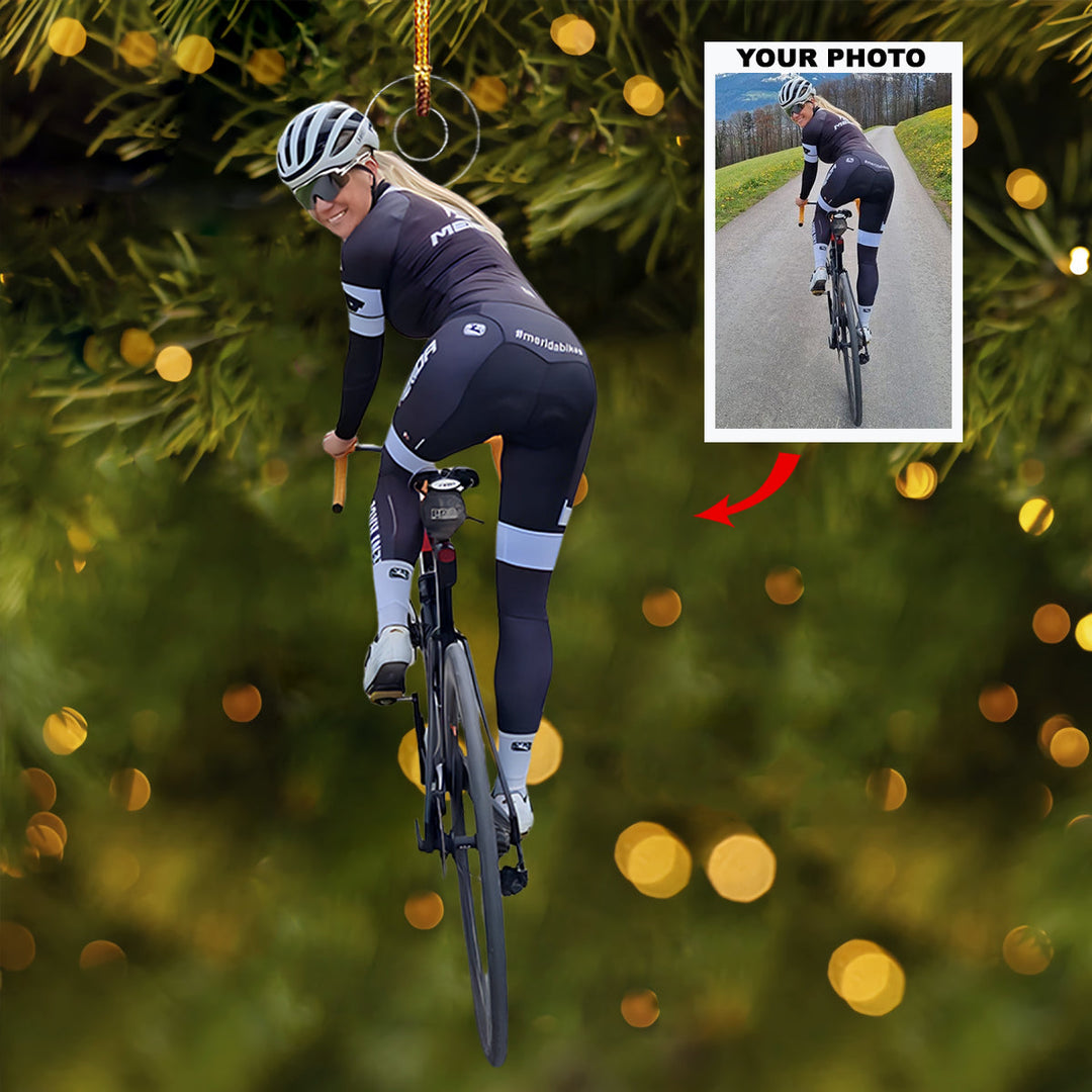 Road Warrior - Personalized Photo Mica Ornament - Christmas Gift For Cycling Players, Cycling Lovers