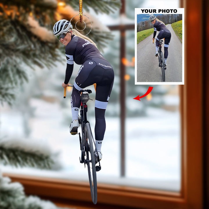 Road Warrior - Personalized Photo Mica Ornament - Christmas Gift For Cycling Players, Cycling Lovers