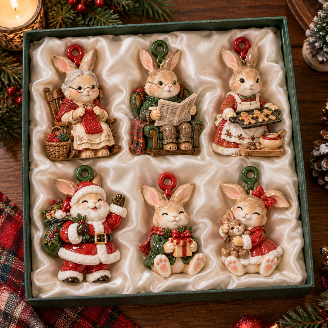 Rabbit Family Holiday Acrylic Ornament Gift Set NCU0HT246