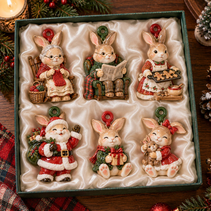 Rabbit Family Holiday Acrylic Ornament Gift Set NCU0HT246