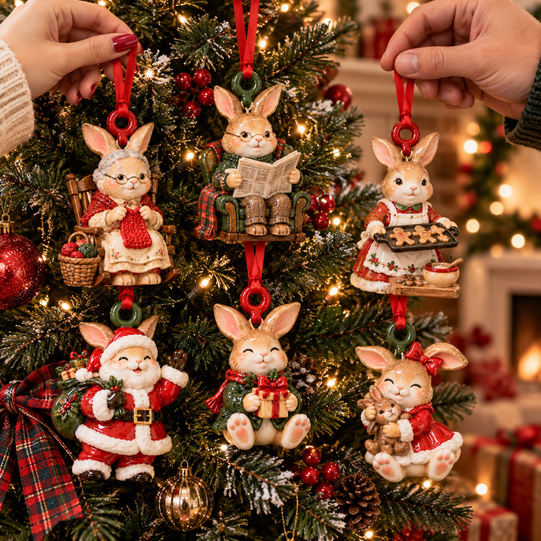 Rabbit Family Holiday Acrylic Ornament Gift Set NCU0HT246