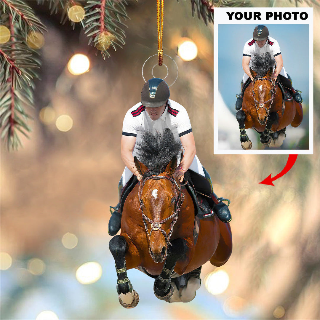 Race To Win - Personalized Photo Mica Ornament - Christmas Gift For Horse Lovers