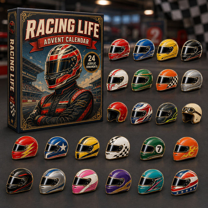 CHRISTMAS KICKOFF 40% OFF - Racing Helmet Advent Calendar 2026 - 24-Day Festive Countdown, Acrylic Charms Blind Box - Gift For Racing Lovers AC0TM066