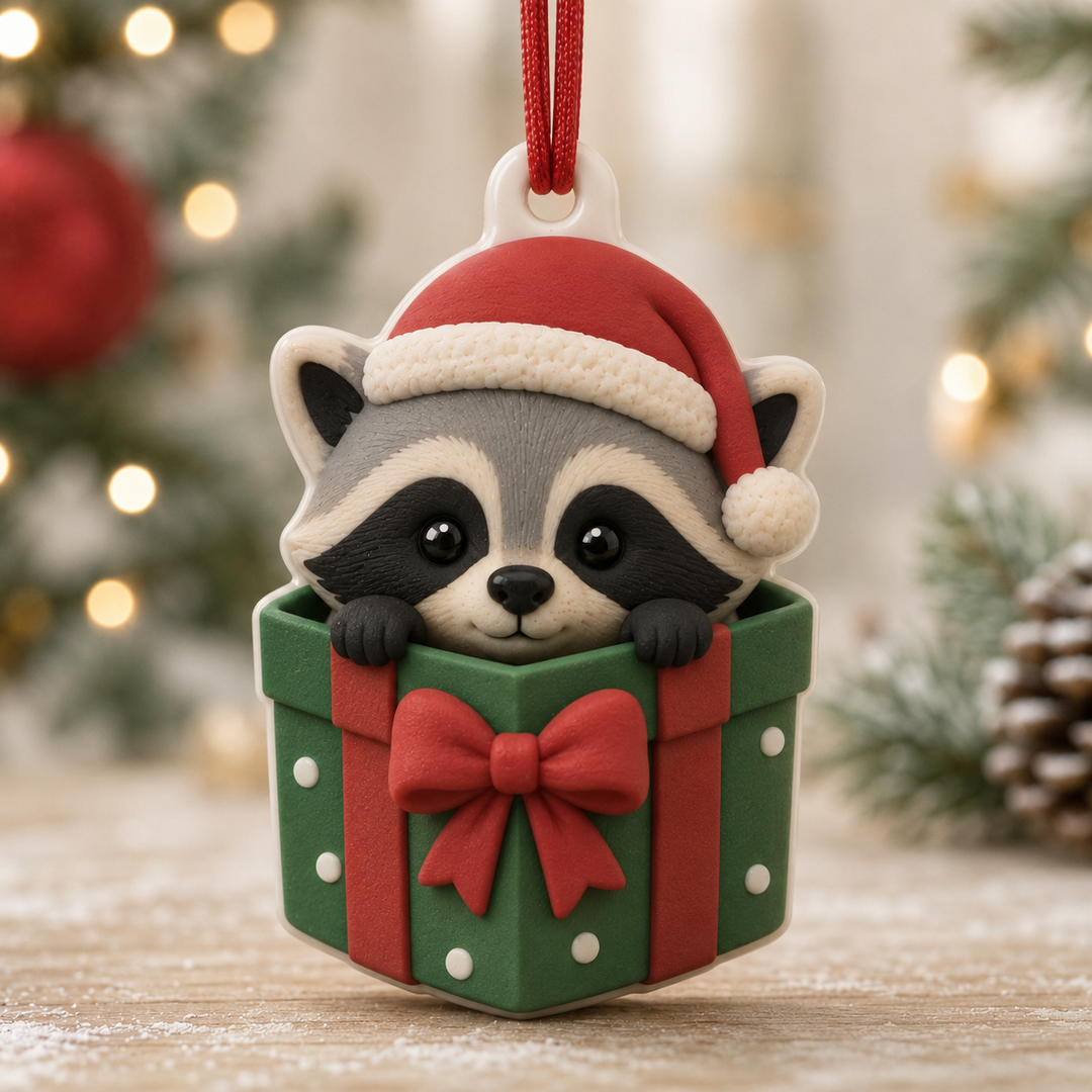 Racoon In The Box Mica Ornament NCU0TM091