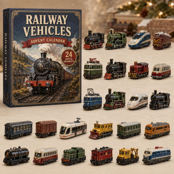 CHRISTMAS KICKOFF 40% OFF - Railway Vehicles Train Advent Calendar 2026 - 24-Day Festive Countdown, Acrylic Charms Blind Box - Gift For Vehicle Lovers AC0TM225