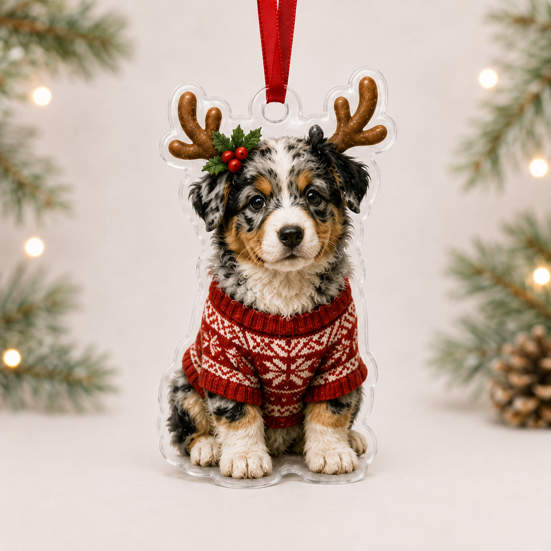 Raindeer Australian Shepherd Mica Ornament NCU0NT043