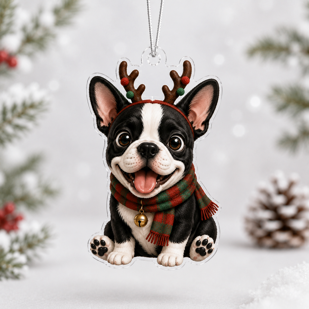Raindeer French Bulldog Mica Ornament NCU0NT098