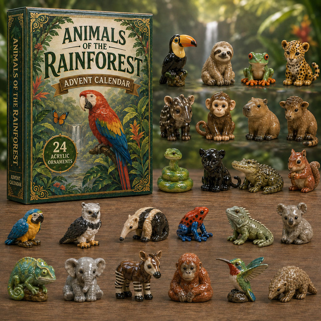 CHRISTMAS KICKOFF 40% OFF - Rainforest Animals Life Advent Calendar 2026 - 24-Day Festive Countdown, Acrylic Charms Blind Box - Gift For Animal Lovers AC0TM194