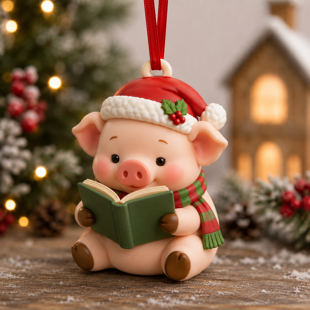 Reading Pig Mica Ornament NCU0TM084