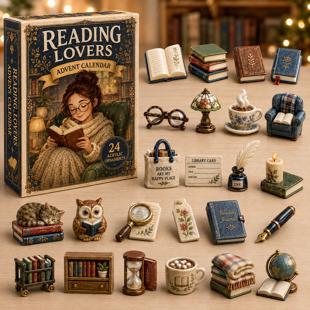 CHRISTMAS KICKOFF 40% OFF - Reading Lovers Advent Calendar 2026 - 24-Day Festive Countdown, Acrylic Charms Blind Box - Gift For Reading Lovers AC0TM094