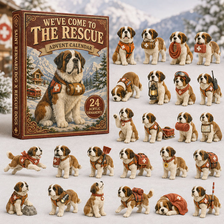 CHRISTMAS KICKOFF 40% OFF - Rescue Saint Bernard Advent Calendar 2026 - 24-Day Festive Countdown, Acrylic Charms Blind Box - Gift For Dog Lovers AC0TM013