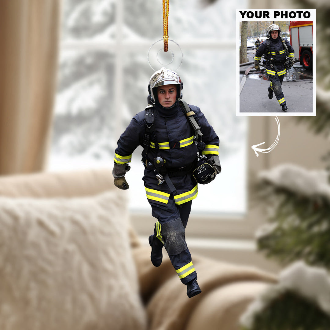 Rescue Star - Personalized Photo Mica Ornament - Christmas Gift For Firefighter