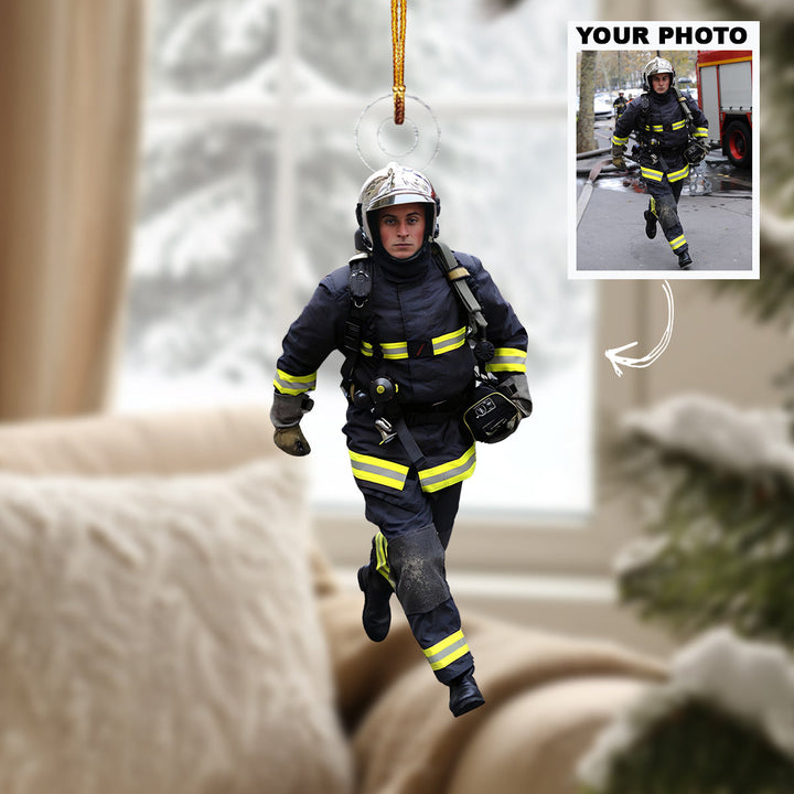 Rescue Star - Personalized Photo Mica Ornament - Christmas Gift For Firefighter