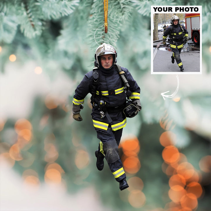 Rescue Star - Personalized Photo Mica Ornament - Christmas Gift For Firefighter
