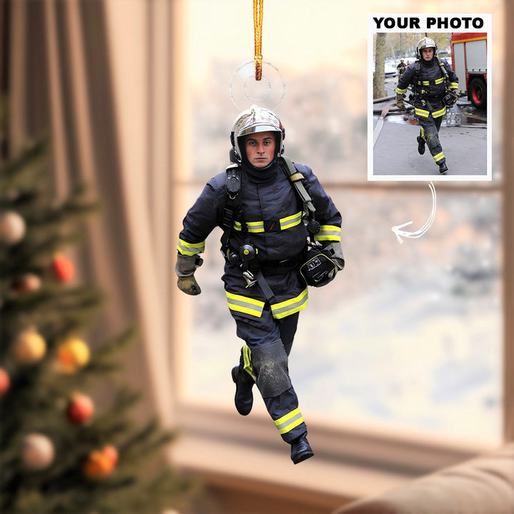 Rescue Star - Personalized Photo Mica Ornament - Christmas Gift For Firefighter