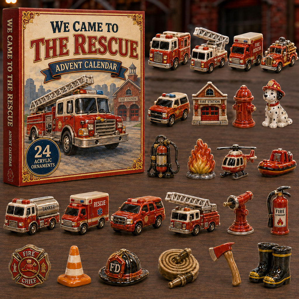 CHRISTMAS KICKOFF 40% OFF - Rescue Team Advent Calendar 2026 - 24-Day Festive Countdown, Acrylic Charms Blind Box - Gift For Firefighter AC0TM260