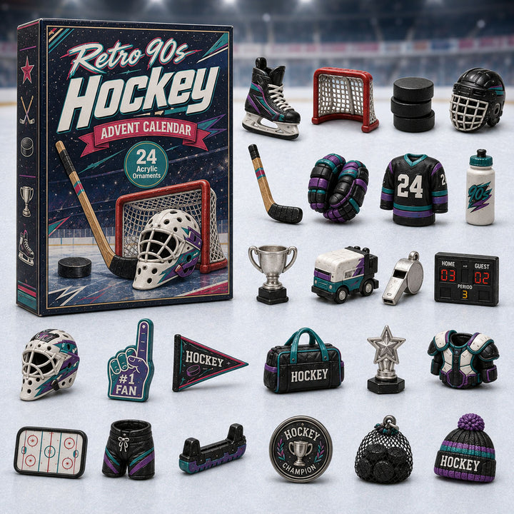 CHRISTMAS KICKOFF 40% OFF - Retro 90s Hockey Advent Calendar 2026 - 24-Day Festive Countdown, Acrylic Charms Blind Box - Gift For Hockey Lovers AC0HA184