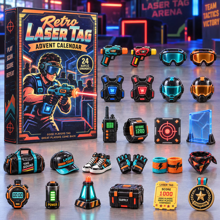 CHRISTMAS KICKOFF 40% OFF - Retro Laser Tag Advent Calendar 2026 - 24-Day Festive Countdown, Acrylic Charms Blind Box - Gift For Laser Tag Lovers AC0NT354