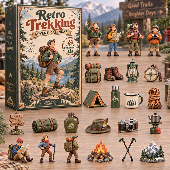 CHRISTMAS KICKOFF 40% OFF - Retro Trekking Advent Calendar 2026 - 24-Day Festive Countdown, Acrylic Charms Blind Box - Gift For Trekking Lovers AC0NT267